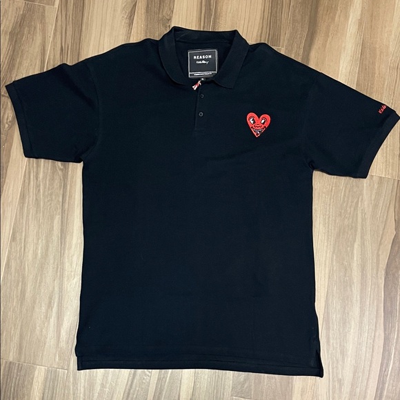 NWT Keith Haring Reason Black Men’s Polo - Picture 1 of 7